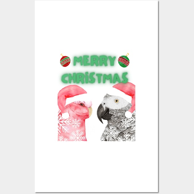 Christmas parrot ring the birds Wall Art by Oranjade0122